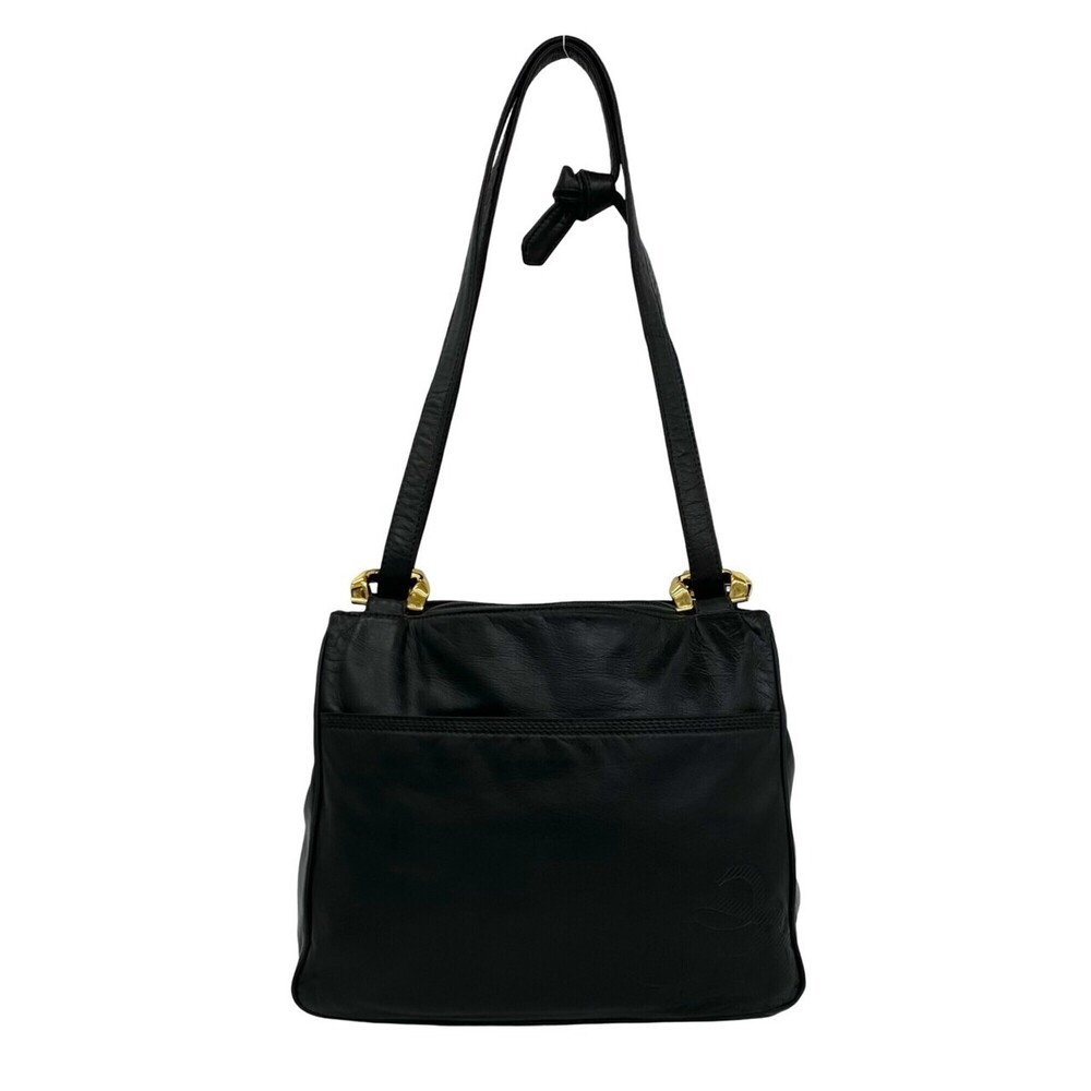 LOEWE Vintage Anagram Logo Nappa Leather Shoulder Bag Tote Pouch Black 41049